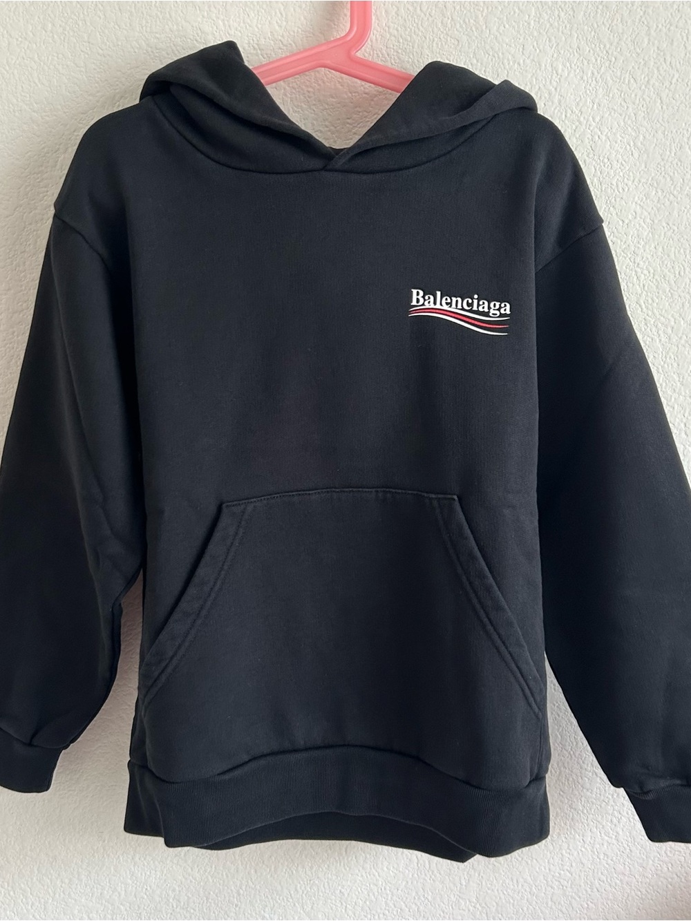 Balenciaga Black Pullover Hoodie with Subtle Logo Tag
